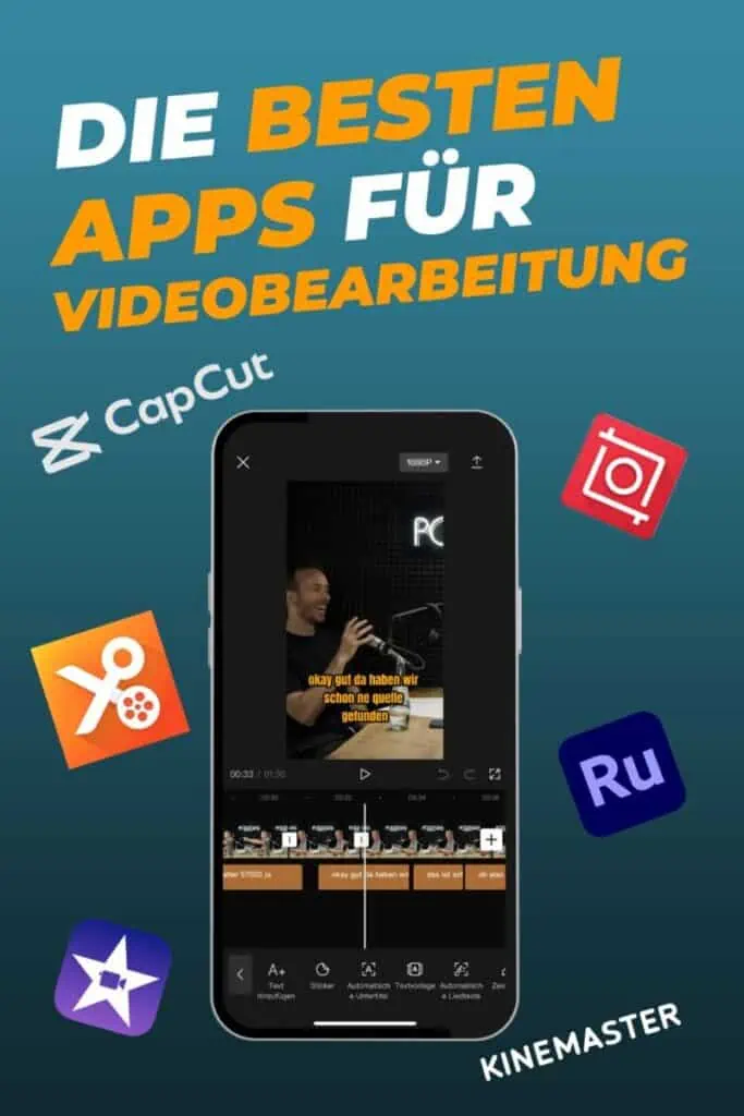 Beitragbild mit App Logos für beste Apps für Videobearbeitung