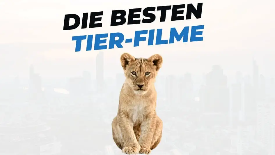 Beitragsbild mit Titel "die-besten-Filme-mit-Tieren" auf weißem Hintergrund mit Abbildung von Tier